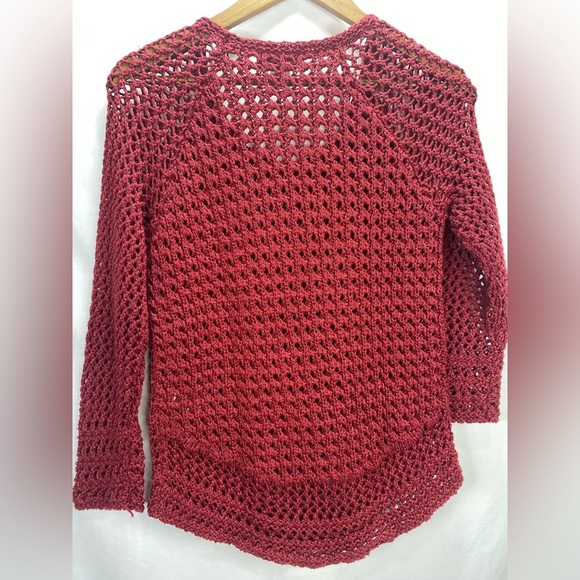 Lucky Brand Marissa Open Knit Sweater Metallic Red Size Small.  Crochet. - Picture 4 of 12